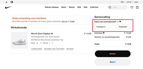 nike app kortingscode